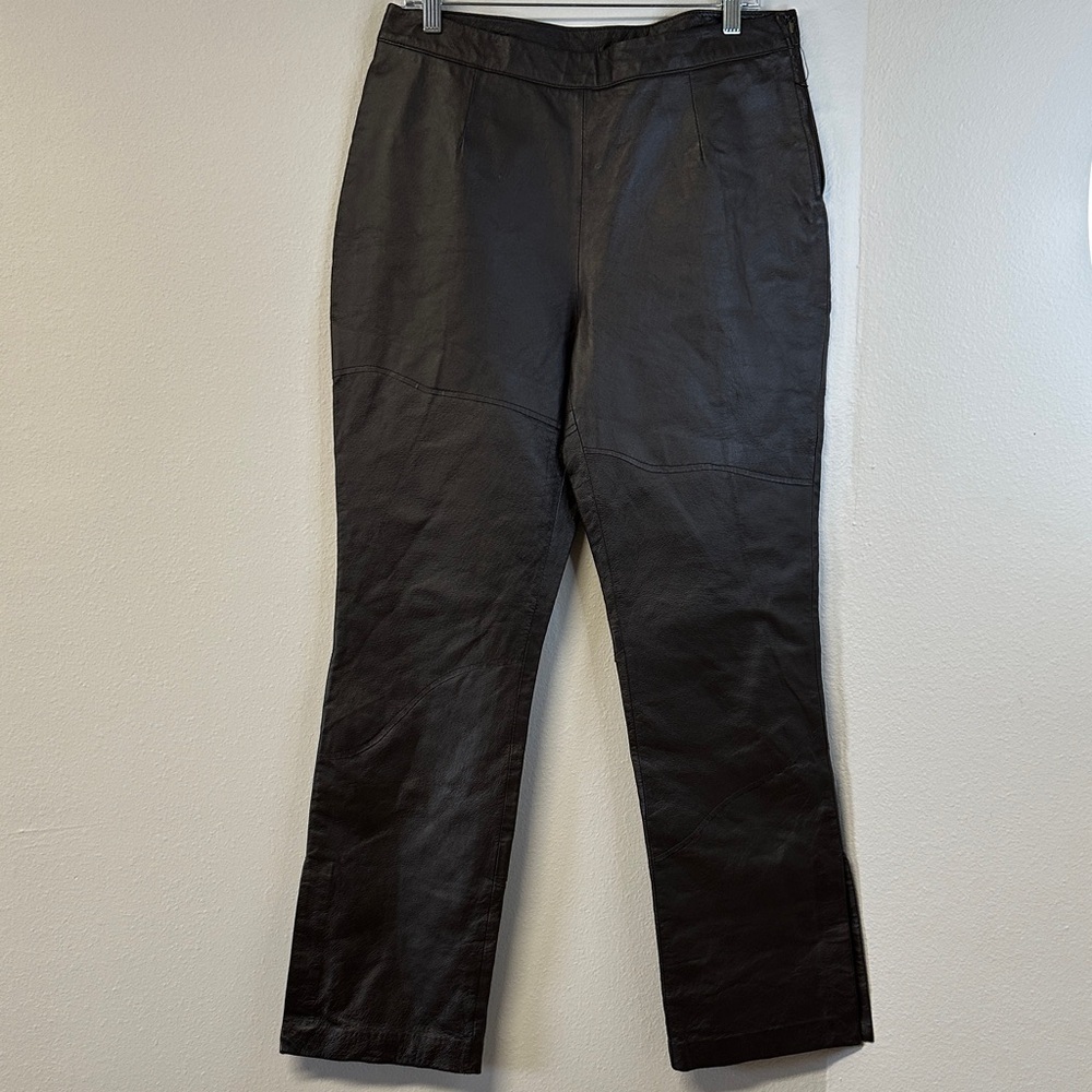 Vintage Together Brown Leather Pants Butterfly Cut-Out Size 12